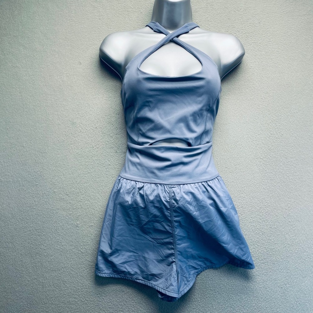 FP Movement Women Athletic Dress Blue Medium Halter Cutout Tennis Skort Dress